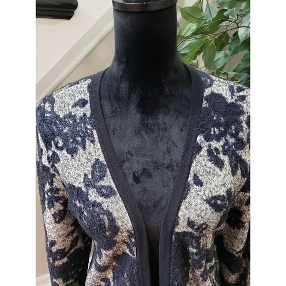 Palette Women Black Floral Nylon Open Front Long Sleeve Cardigan Sweater Size XL - Picture 4 of 11